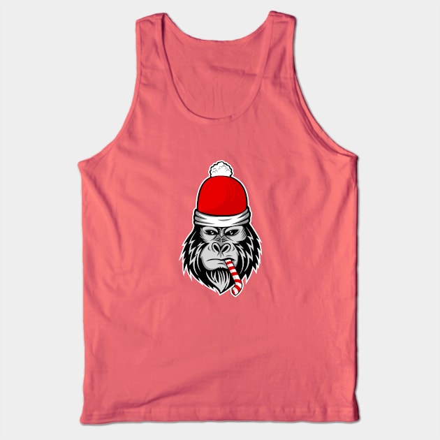 christmas santa claus gorilla candy cane Tank Top by gossiprag